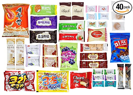 Korean Popular Snack, Cookies, Chips and Candies Variety Box (40 Count)…