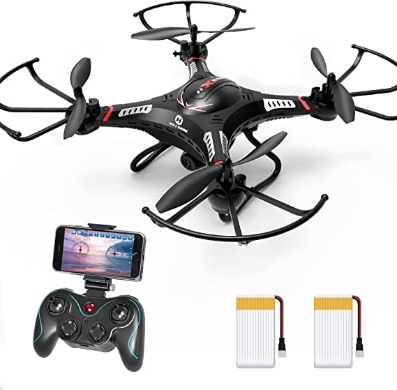 Holy Stone F183W 1080P WiFi FPV Drone with Wide-Angle HD Camera Live Video RC Quadcopter with Altitude Hold, Voice Control, Gesture Control and Easy to Fly for Kids, 2 Batteries Included