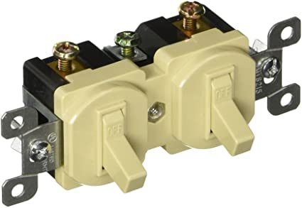 Morris 82090 Double Toggle Switch, Single Pole, 120V, 15 Amp Current, Ivory