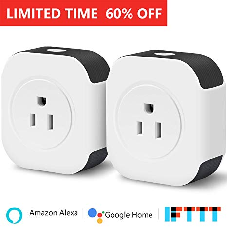 MRS LONG WiFi Smart Plug With USB Port, Mini Outlet Smart Socket Work with Amazon Alexa and Google Assistant, IFTTT,Remote Control, Timing Function-2 Pack
