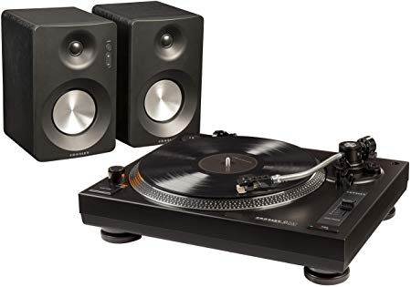 Crosley K200 Direct-Drive Turntable Stereo System with Bluetooth Speakers, Black