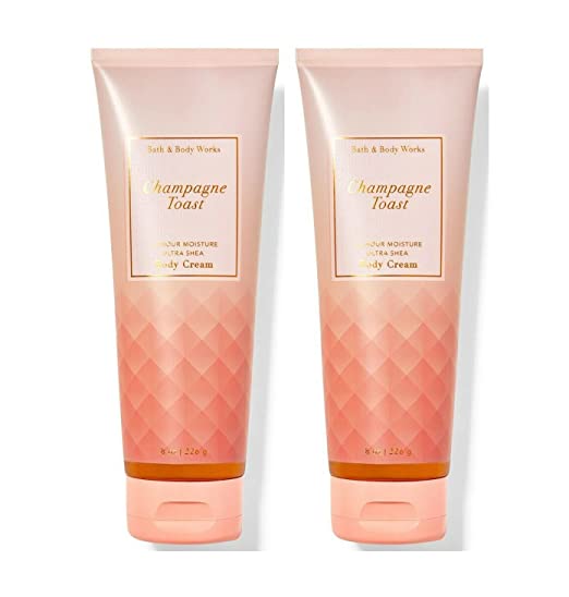 Bath and Body Works Champagne Toast Ultra Shea Body Cream 8 Oz. 2 Pack (Champagne Toast)