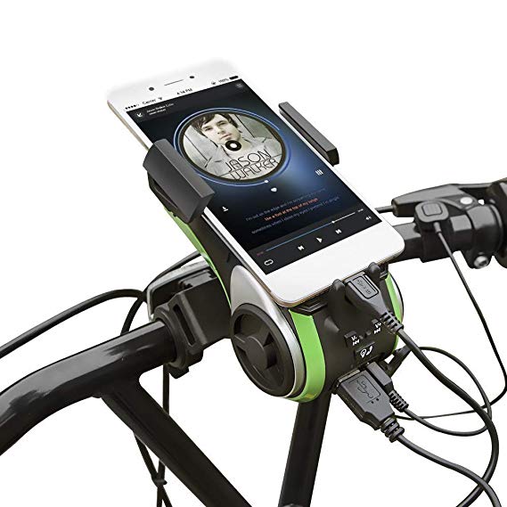 UPPEL Bike Phone Holder Speaker, 10-in-1 Portable Wireless Bike Bluetooth Speaker Bike Light  Power Bank Bicycle Bell  Bike Phone Mount Hands Free Calling Waterproof Outdoor Speakers Support TF Card