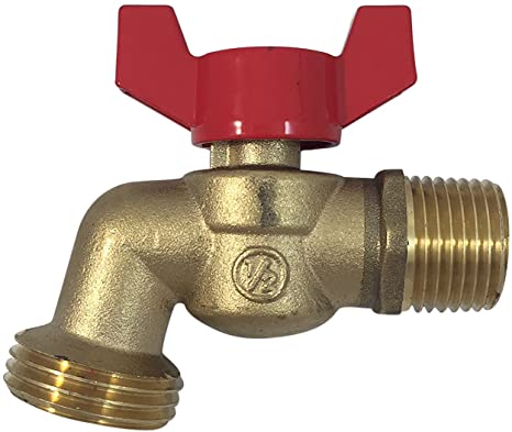 Brass Ball Hose Bibb Compares to Arrowhead Brass [79-210] 1/2" Male NPT Inlet with 3/4 Water Hose Outlet Ideal for Gardens and patios - Llave de Manguera Esfera Mariposa 1/2"