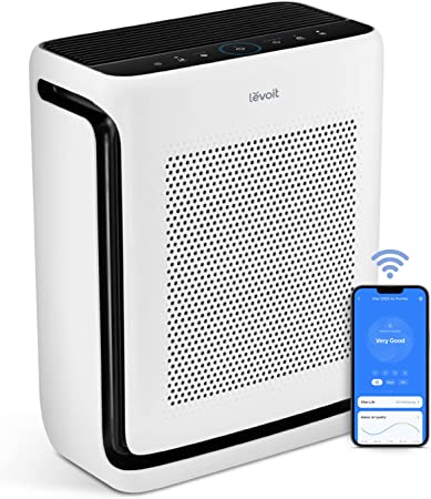 LEVOIT Air Purifiers for Home Large Room, H13 True HEPA Filter and U-Shaped Air Inlet Powerfully Remove Pet Hairs, Allergies, Smoke, Dust in Bedroom, Smart WiFi and Sleep Auto Mode, Vital 200S, White