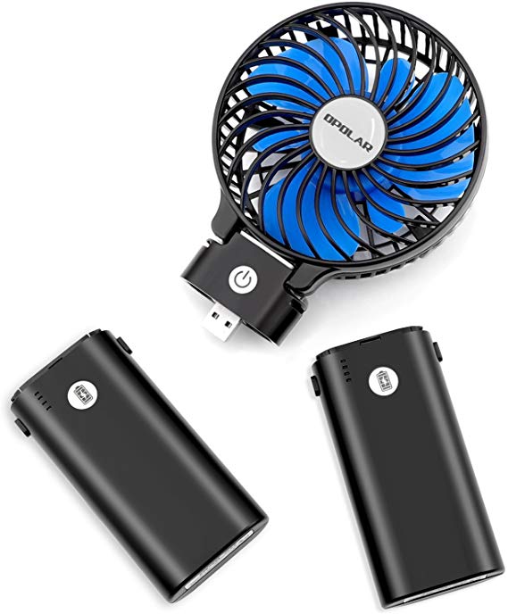 OPOLAR 10400mAh Battery Operated Fan, Portable Handheld Fan 10-40 Hours Working Time,3 Setting, Strong Wind,Foldable Design Travel, Hurricanes, Camping Outdoor Activities