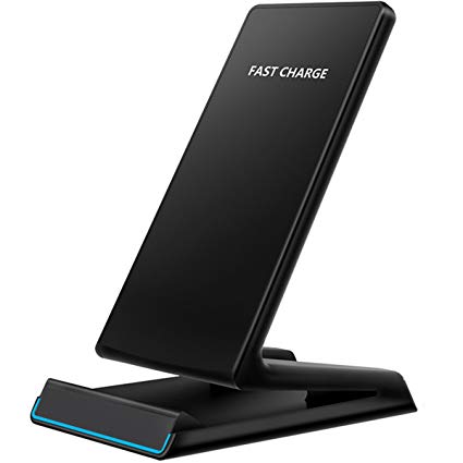ANREONER 2 in 1 Wireless Fast Charger & Phone Stand for iPhone Xs MAX/XR/ XS/X/ 8 / 8, Quick Charging Station for Samsung S9 / Note 8/ S8 / S8, Supports All Qi-Enabled Phones (No AC Adapter) - Black