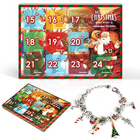 Christmas Advent Calendar Pandora DIY Charm Bracelet Fashion Jewelry Beads Hand Chain Advent Calendars for Kids Christmas Toy Gift