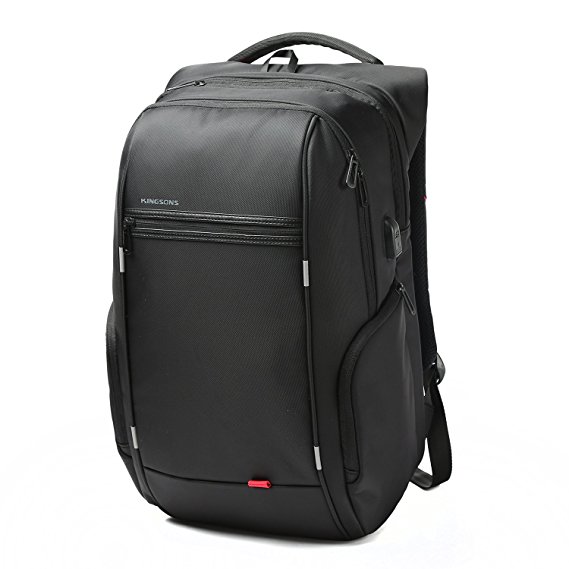 Kingsons 15.6 inches City Elite Bag Designer Laptop Backpack Water-Resistant Anti-Theft Laptop Rucksack with USB Charging Port Black