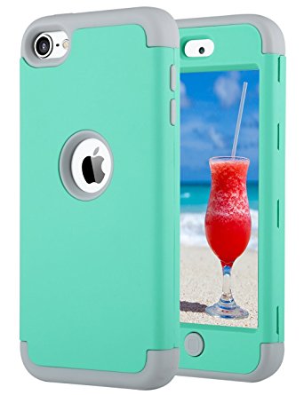 iPod Touch 6th Generation Case,ipod 6 cases,ipod 5 cases,ULAK Heavy Duty High Impact KNOX ARMOR Case Cover Protective Case for Apple iPod touch 5 6th Generation(Green Grey)