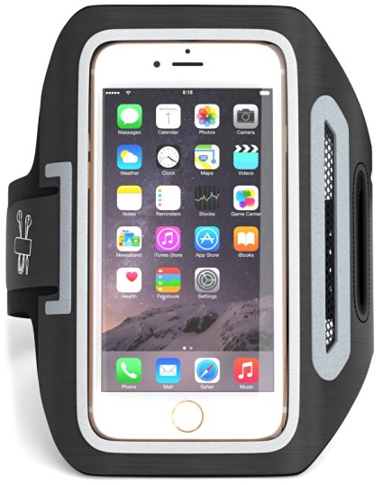 iPhone 6 ,6S,5S,5,5C- SPORTS ARMBAND for RUNNING,Workouts or any Fitness Activity , Sweat Proof - Build in Key   Id   Credit Cards - Black-For Men & Women by DanForce