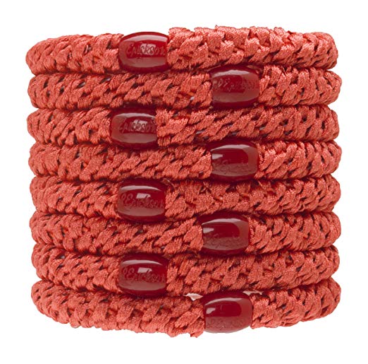 L. Erickson Grab & Go Ponytail Holders, Coral, Set of Eight - Exceptionally Secure with Gentle Hold