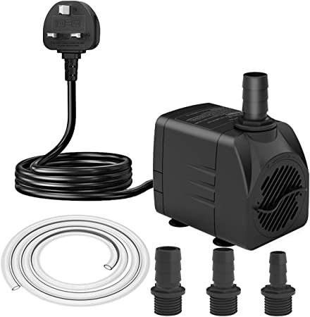 Knifel Submersible Pump 1500L/H 25W Dry Burning Protection with Ultra Quiet Design 2m High Lift for Fountains, Hydroponics, Ponds, Aquariums & More……
