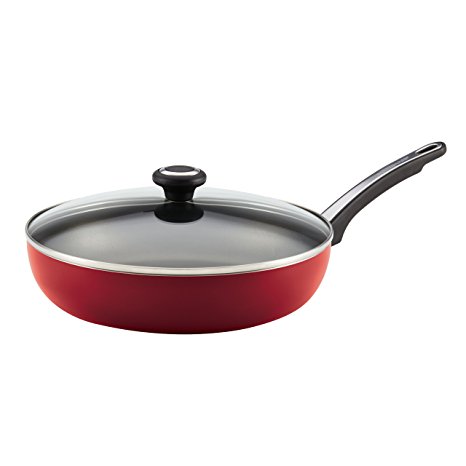 Farberware High Performance Nonstick Aluminum 12-Inch Covered Deep Skillet, Red