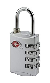 Travel Sentry Security Luggage Padlock 4 Dial Combination (Silver)