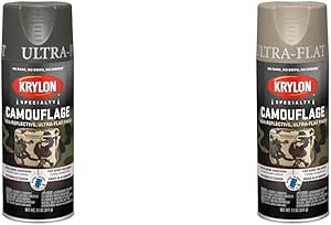 Krylon Camouflage Paint, Ultra Flat, Olive, 11 oz. & K04291000 Camouflage Spray Paint, Ultra Flat, Khaki, 11 oz.,Camouflage Khaki