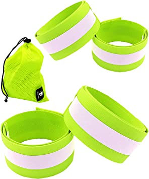 Reflective Bands for Arm, Wrist, Ankle, Leg. Reflector Bands. High Visibility Reflective Running Gear for Women and Men Cycling Walking Bike Safety Tape Straps - Bicycle Pants Clip, Cuff