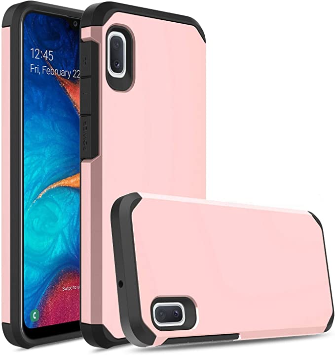 Skypillar Cover for Samsung Galaxy A10e (SM-A102WZKAXAC), Rugged Impact Heavy Duty Hybrid with TPU Dual Layer Shock Proof Silicone Hard Case - Armor Rose Gold