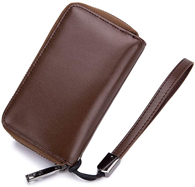 Aladin Large Leather Key Case Wallet with 12 Hooks & 1 Keychain/Ring Double-breasted Key Case
