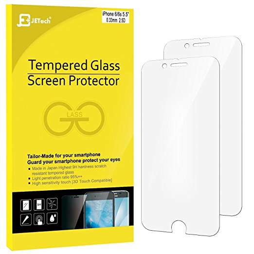 iPhone 6s Plus Screen Protector, JETech 2-Pack Premium Tempered Glass Eye Protection Screen Protector for Apple iPhone 6 and iPhone 6s Plus 5.5 (Matte) - 0813C