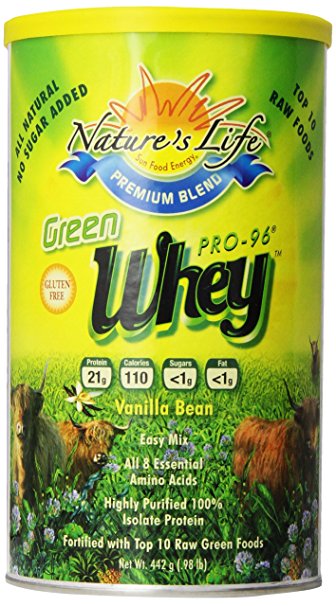 Nature's Life Whey, Green, Vanilla Bean, Powder, 442 Grams