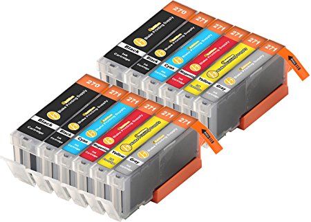 12 Pack WITH GRAY B-Edition Ink Cartridges for CLI-271 PGI-270 PIXMA MG7720 TS8020 TS9020 (2 of each color) by Blake Printing Supply