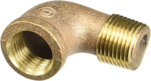 Anderson Metals 38116-08A 38116 Red Brass Pipe Fitting, 90 Degree Street Elbow, 1/2" Female x 1/2" Male