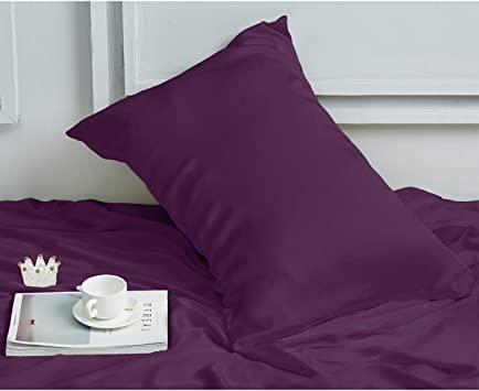 INSSL Mulberry Silk Pillowcase for Hair and Skin Health, Both Side Silk1 pcs (Dark Purple, King)