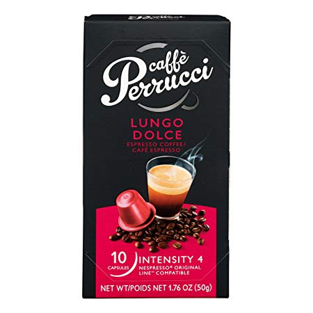Caffe Perrucci, Nespresso Compatible Capsules, Lungo Dolce, 120 Count Case