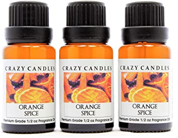 Orange Spice (Made in USA) 3 Bottles 1/2 Fl Oz Each (15ml) Premium Grade Scented Fragrance Oil (Sweet Oranges with Cinnamon and Cloves)