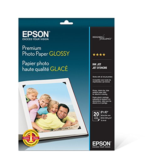 Epson Premium Photo Paper GLOSSY (8x10 Inches, 20 Sheets) (S041465)