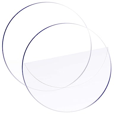 Circle Clear Acrylic Sheet, 12 x 12 Inches Round Acrylic Disc 1/16 Inches Thick Transparent Acrylic Panel for DIY Projects and Crafts (2 Pieces)