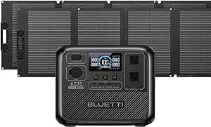 BLUETTI Portable Power Station AC70 with 2 120W PV120S Solar Panels, 768Wh Solar Generator with 2 1000W (Power Lifting 2000W) AC Outlets, 0-80% in 45 Min., LiFePO4 Backup Power for Camping, Travel