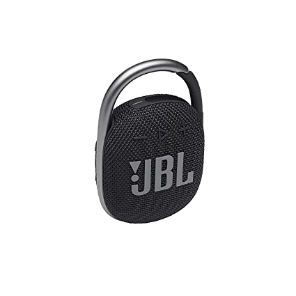 JBL Clip 4, Wireless Ultra Portable Bluetooth Speaker, JBL Pro Sound, Integrated Carabiner, Vibrant Colors with Rugged Fabric Design, Dust & Waterproof, Type C (Without Mic, Black)