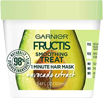 Garnier Fructis Smoothing 1 Minute Hair Mask, Avocado, 3.4 fl. oz. (Pack of 2)