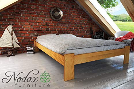 New wooden solid pine bedframe"F15" with sturdy plywood slats (120 x 190 cm, alder)