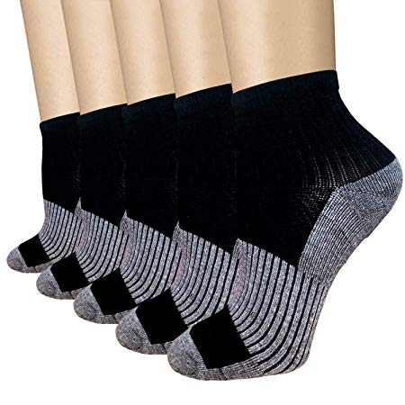 3/5/8 Pairs Copper Compression Ankle Socks Women & Men Sport Plantar Fasciitis Arch Support - Best For Athletic &Travel