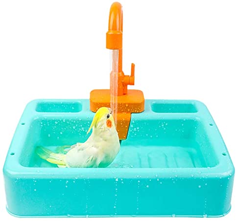 kathson Bird Bathtub Parrot Shower Box Bathing Tub Container Cage Accessory for Small Medium Parakeet Cleaning Supplies