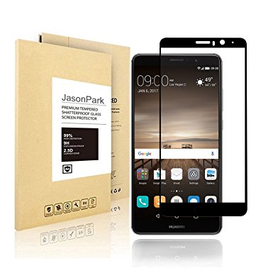 Huawei Mate 9 Screen Protector, Jasonpark 3D Tempered Glass Screen Protector 9H [Bubble Free] [Scratch Proof] [Full Coverage] HD Glass Screen Protector for Huawei Mate 9 (Black).