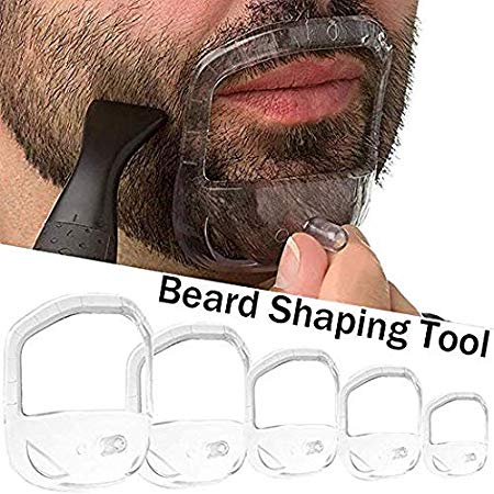 5PCS Transparent Beard Shaper Styling Tool Different Sizes Facial Hair Trimming Guide Grooming Shaper Hair Lineup Tool For Man
