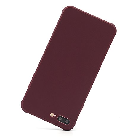 iPhone 8 Plus / 7 Plus Case (5.5"), Danbey, Matte Surface Shockproof Cover, Charming Colorful Skin Feeling, Flexible Rubbery TPU, for Apple iPhone 8 Plus / 7 Plus 5.5-inch, D1157 (Shockproof-Wine Red)