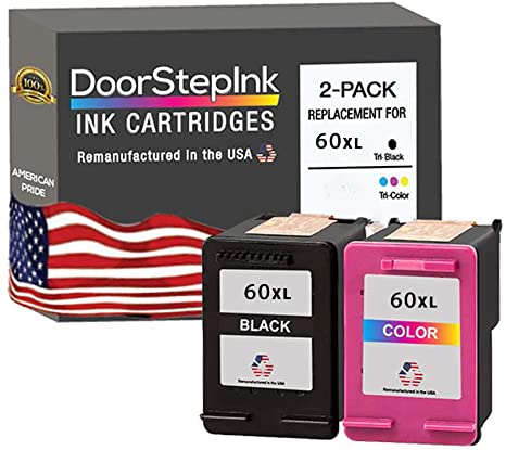 DoorStepInk Remanufactured in The USA Ink Cartridge Replacements for HP 60XL Black and Color for PhotoSmart C4780 C4795 C4680 C4650 D110 D110a DeskJet F4480 F4280 F4580 D2530 D2545 D2680 Envy 100 111