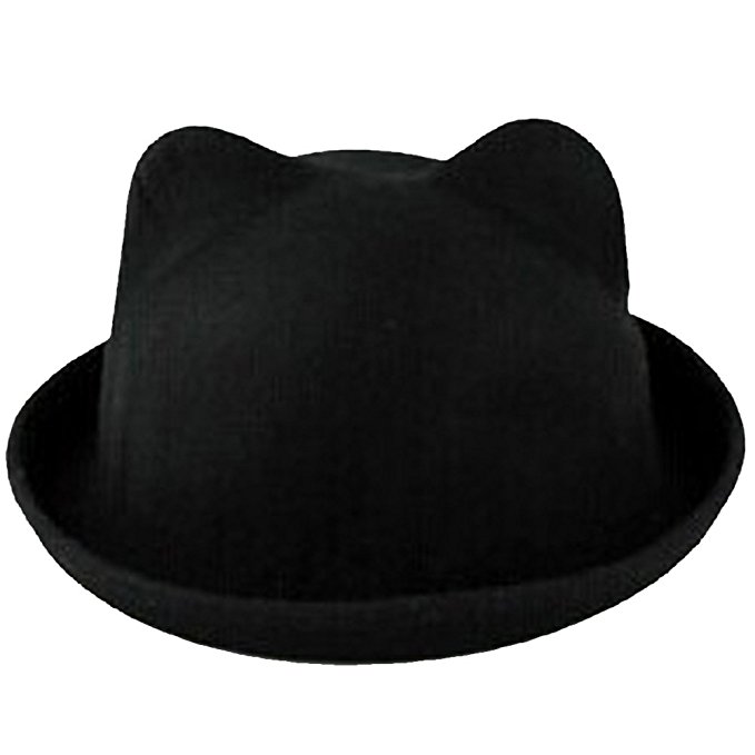 eYourlife2012 Women's Candy Color Wool Rool Up Bowler Derby Cap Cat Ear Hat