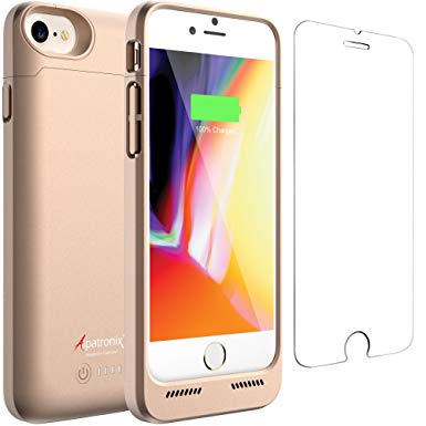 iPhone 8/7 Battery Case Qi Wireless Charging Compatible, Alpatronix BX190 4.7-inch 3200mAh Slim Rechargeable Extended Protective Portable Charger for iPhone 8 & iPhone 7 [Apple Certified Chip] - Gold