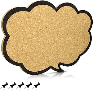 Navaris Cork Board Bulletin Board - Thought Bubble Design 11 x 17 in, includes 5 Pins - Message Noticeboard Memo Shape Display Pinboard