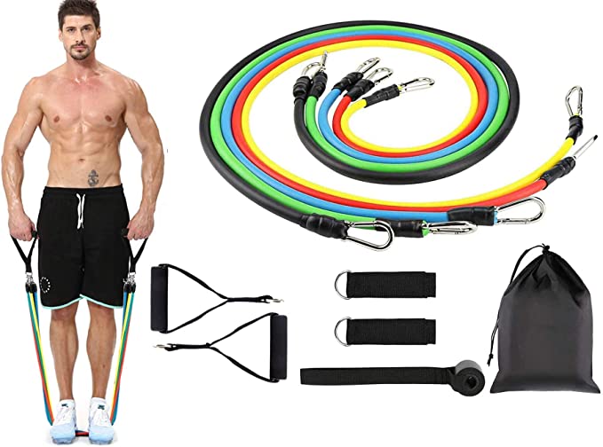 Lemorecn Resistance Bands Set, Exercise Bands with Door Anchor, Handles, Legs Ankle Straps for Resistance Training, Physical Therapy, Home Workouts