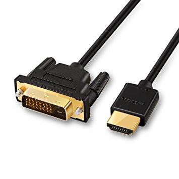 LinkinPerk HDMI to DVI Cable 3FT Bi-Directional DVI-D 24 1 Male to HDMI Male High Speed Adapter Cable for Raspberry Pi, Roku, Xbox One, Laptop, Graphics Card