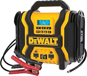 DEWALT DXAEPS14-Type2 2000 Peak Battery Amp 12V Automotive Battery Booster Jump Starter/Power Station with 500 Watt AC Power Inverter, 120 PSI Digital Compressor, and 15W USBa Ports, 25W USBc Port