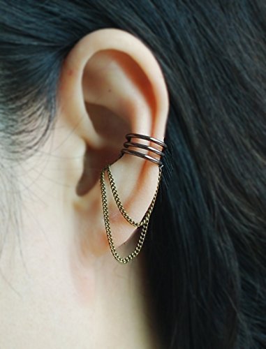 18Gauge Bronze Color Ear Cuff with Chain, Ear Jacket, Ear Wrap,cartilage earring / Please select an option.