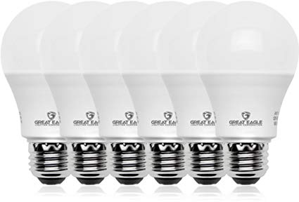 Great Eagle 100W Equivalent LED Light Bulb 1500 Lumens A19 Warm White 2700K Dimmable 14-Watt UL Listed (6-Pack)